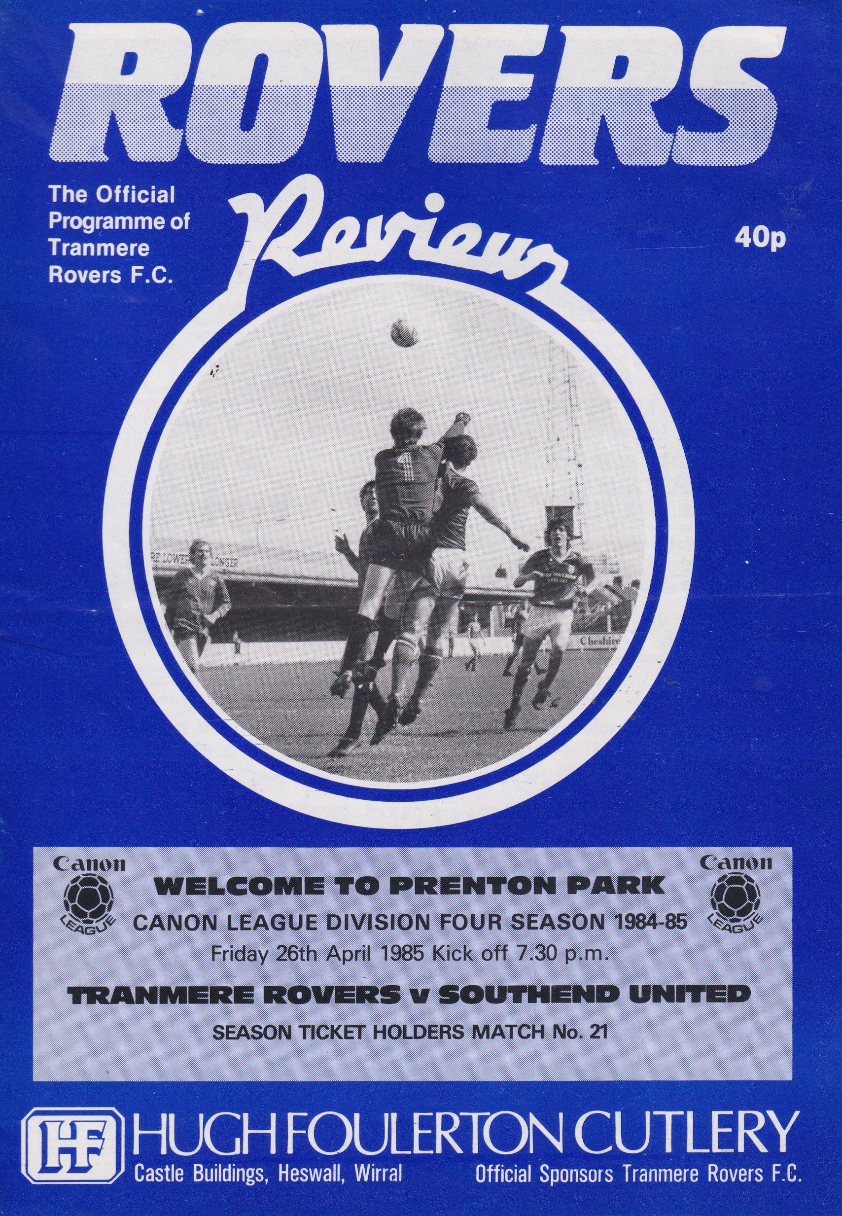 Tranmere Rovers v Southend United match programme
